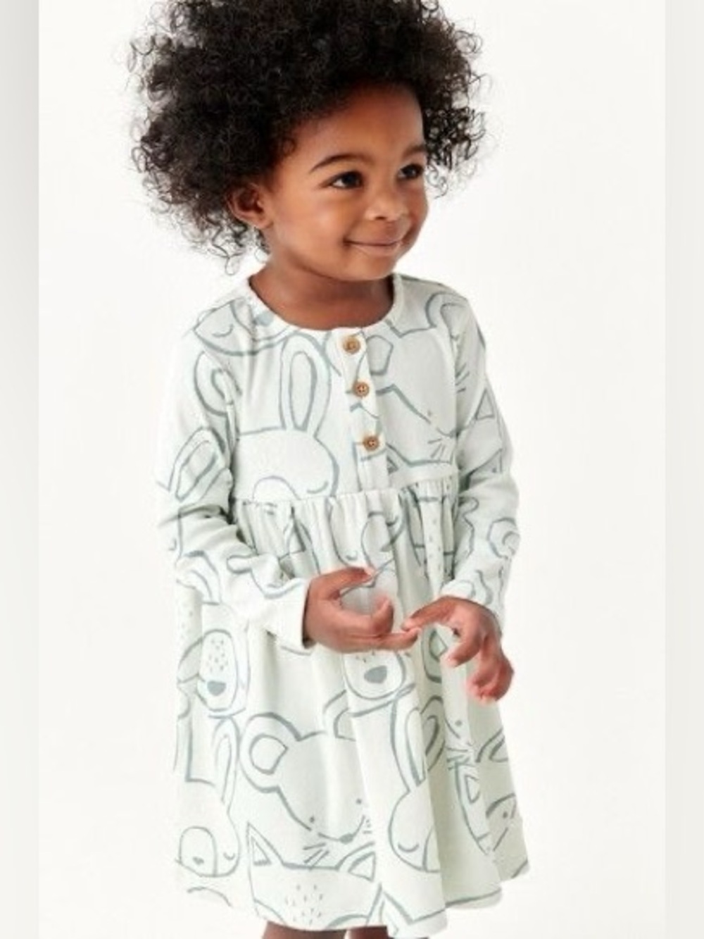 Next UK Toddler Girl Long Sleeve Ribbed Dress